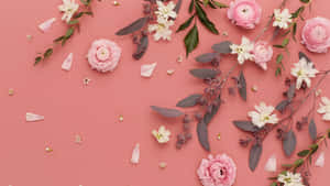 Pale Pink Floral Arrangement Backdrop Wallpaper