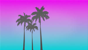 Palm Trees Hotline Miami Pink Blue Wallpaper