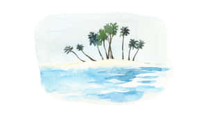 Palms On Island Canvas Illustration Wallpaper