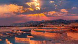Pamukkale Tourism Landscape Beauty Sunset Is Amazing Turkey Wallpaper