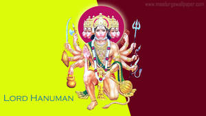 Panchmukhi Hanuman In Yellow And Red Wallpaper