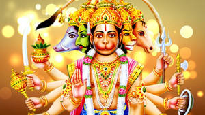 Panchmukhi Hanuman With Light Circles Wallpaper