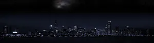 Panorama Urban City At Night Dark Aesthetic Wallpaper