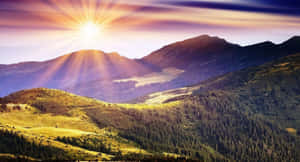Panoramic View Of A Sunny Mountain Wallpaper