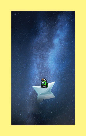 Paper Boat Among Us Space Wallpaper