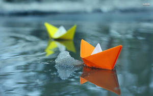 Paper Boat On Stagnant Water Wallpaper