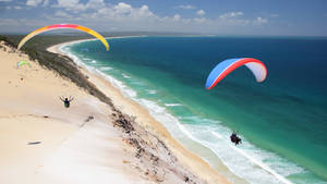 Paragliding With Beach Scenery Wallpaper