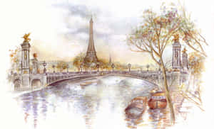 Parisian Watercolor Sketch Wallpaper