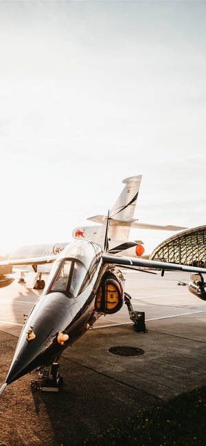 Parked Grey Jet Iphone Wallpaper