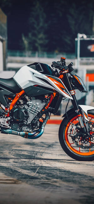 Parked White Ktm Iphone Wallpaper