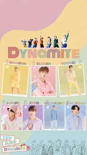 Pastel Aesthetic Bts Dynamite Collage Wallpaper