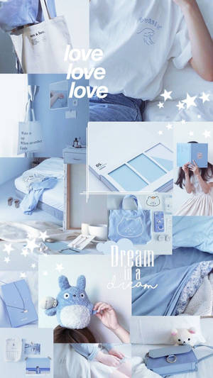 Pastel Blue And White Collage Background Wallpaper