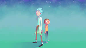 Pastel Blue Rick And Morty Fan Art Wallpaper