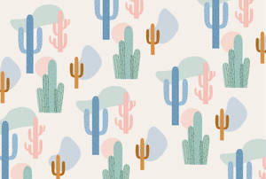 Pastel Cactus Baby Pink Wall Art Pattern Desktop Wallpaper