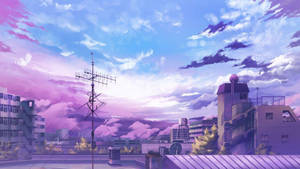 Pastel City Aesthetic Anime Laptop Wallpaper