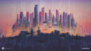 Pastel Futuristic Cityscape Wallpaper
