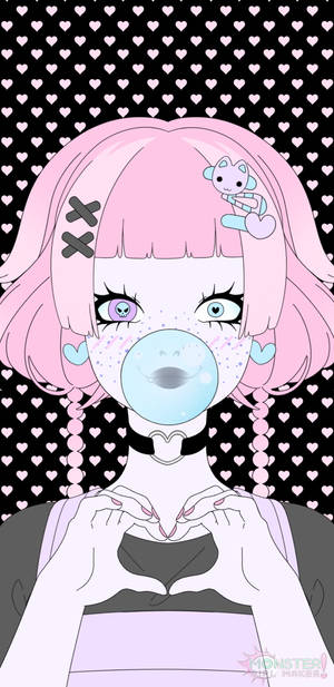 Pastel Goth Girl With Bubblegum Wallpaper