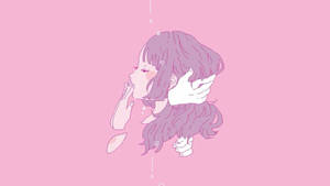 Pastel Goth Purple Haired Girl Wallpaper