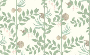 Pastel Green Shells And Leaves Wallpaper