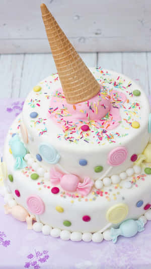 Pastel Ice Cream Cake Iphone Wallpaper