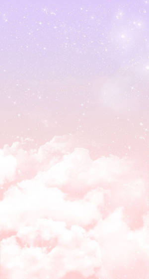 Pastel Ipad Pink Clouds With Sparkling Stars Wallpaper