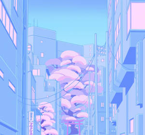 Pastel Japanese Aesthetic Of Cityscapes Artwork Wallpaper