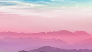 Pastel Minimalist Scenic Mountain Range Wallpaper