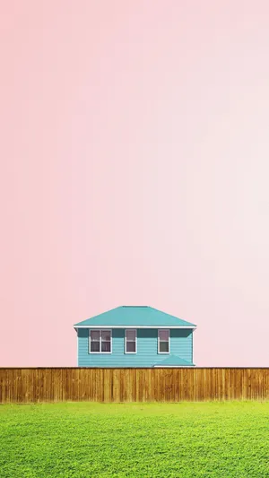 Pastel Phone Blue House Wallpaper