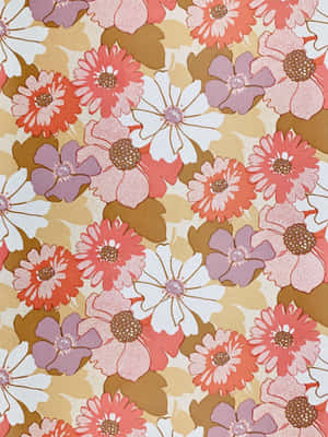 Pastel Pink 70s Floral Phone Wallpaper