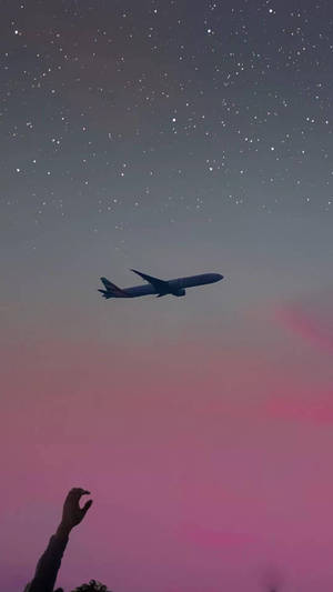 Pastel Pink Sky Airplane Iphone Wallpaper