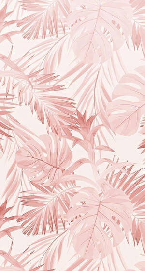 Pastel Pink Tropical Leaves Background Wallpaper