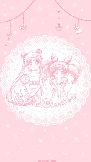 Pastel Sailor Moon Chibiusa Pink Background Wallpaper