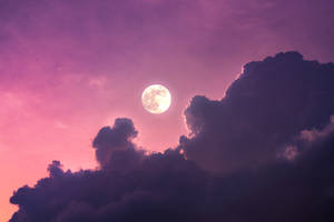 Pastel Sky And Full Moon Wallpaper