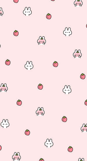 Pastel Strawberry Bunny Wallpaper