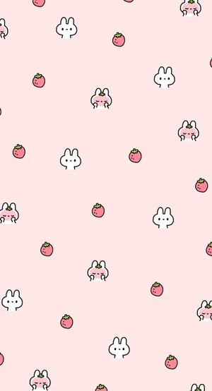 Pastel Strawberry Bunny Wallpaper