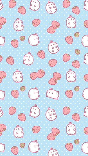 Pastel Strawberry Molang Wallpaper