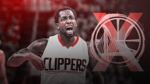 Patrick Beverly With Monochromatic Warriors Logo Wallpaper