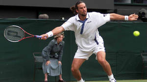 Patrick Rafter Showcasing Determination On The Field Wallpaper