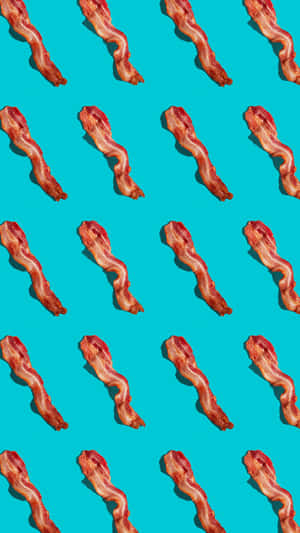 Patterned Bacon Stripson Blue Background Wallpaper