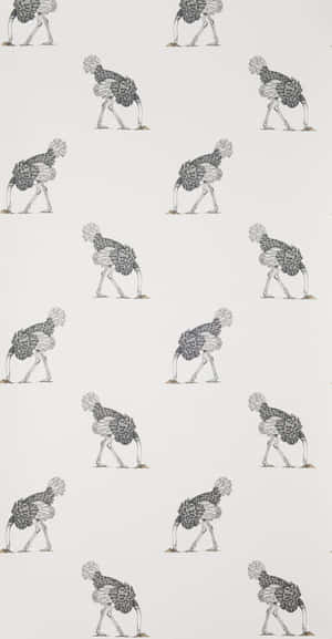 Patterned Ostrich Illustration Wallpaper