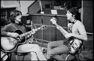 Paul Mccartney George Harrison Guitars Wallpaper