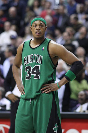 Paul Pierce With Hands On Hips In Uniform Wallpaper