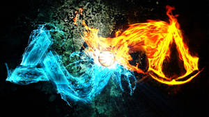 Pc Gaming Fire And Water Wallpaper