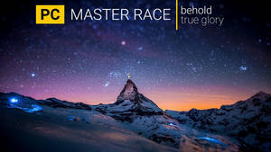 Pc Master Race Mountains And Starry Sky Wallpaper