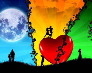 Peaceful Moon Love Wallpaper