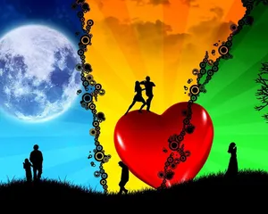 Peaceful Moon Love Wallpaper