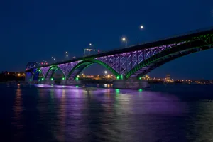Peaceful Purple Bridge Wallpaper