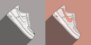 Peach And White Cartoon Nike Shoes Wallpaper