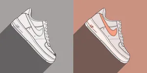 Peach And White Cartoon Nike Shoes Wallpaper