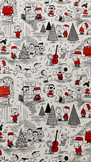 Peanuts Christmas Holiday Sketch Wallpaper